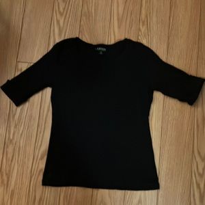 Black Lauren Ralph Lauren V neck ladies top sz M